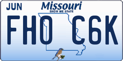 MO license plate FH0C6K