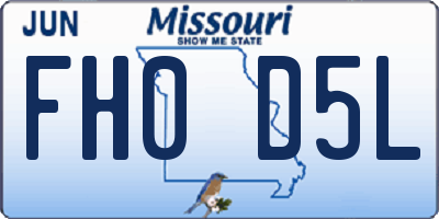 MO license plate FH0D5L