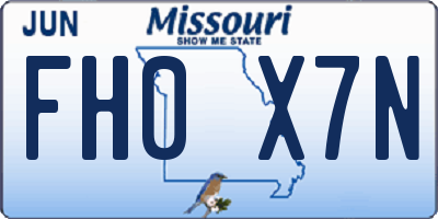 MO license plate FH0X7N