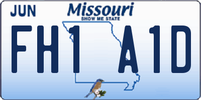 MO license plate FH1A1D