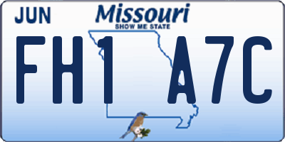 MO license plate FH1A7C