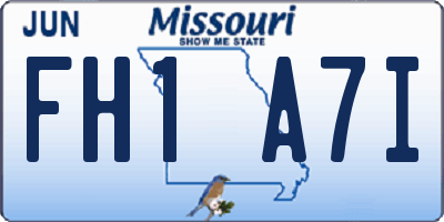 MO license plate FH1A7I