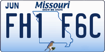 MO license plate FH1F6C
