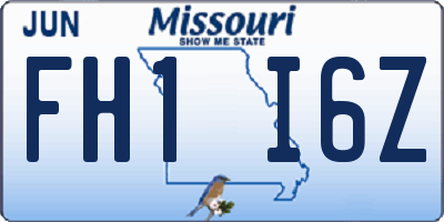 MO license plate FH1I6Z
