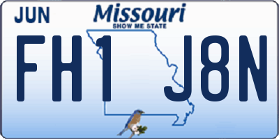 MO license plate FH1J8N