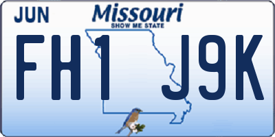 MO license plate FH1J9K