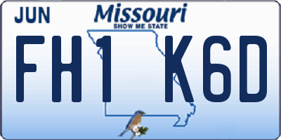MO license plate FH1K6D