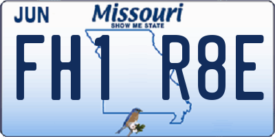 MO license plate FH1R8E