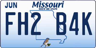 MO license plate FH2B4K