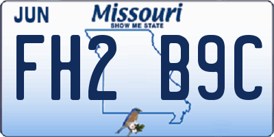 MO license plate FH2B9C