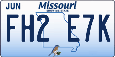 MO license plate FH2E7K