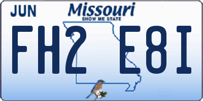 MO license plate FH2E8I