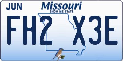 MO license plate FH2X3E