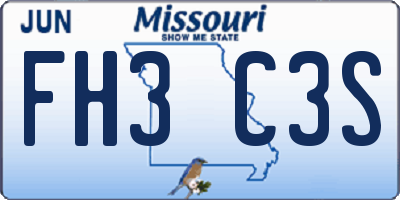 MO license plate FH3C3S