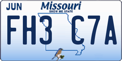 MO license plate FH3C7A