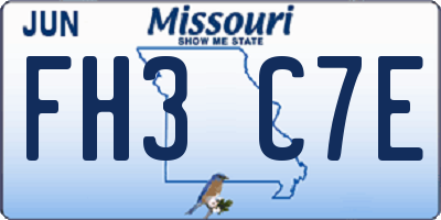MO license plate FH3C7E