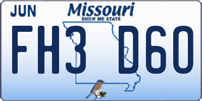 MO license plate FH3D6O