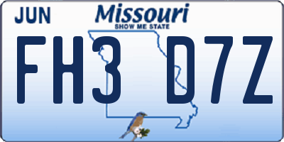 MO license plate FH3D7Z
