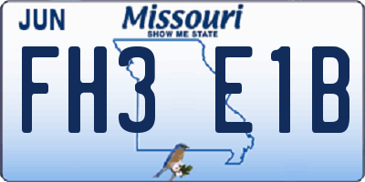 MO license plate FH3E1B