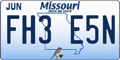 MO license plate FH3E5N