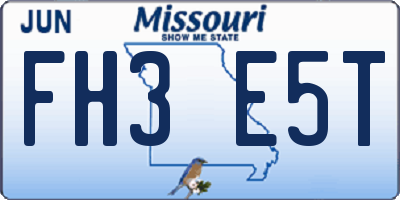 MO license plate FH3E5T