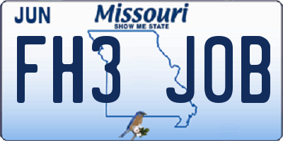 MO license plate FH3J0B