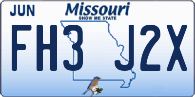 MO license plate FH3J2X
