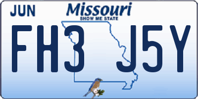 MO license plate FH3J5Y