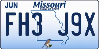 MO license plate FH3J9X