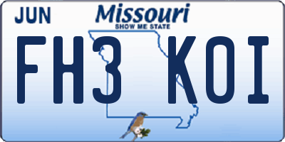 MO license plate FH3K0I