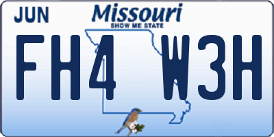 MO license plate FH4W3H