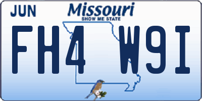 MO license plate FH4W9I