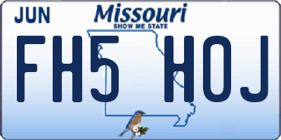 MO license plate FH5H0J