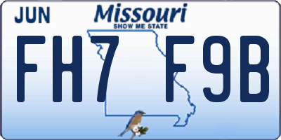 MO license plate FH7F9B
