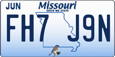 MO license plate FH7J9N