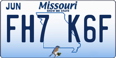 MO license plate FH7K6F