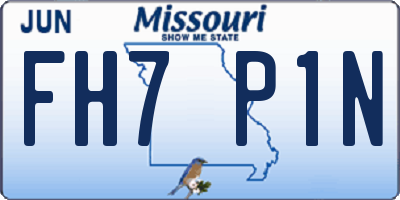 MO license plate FH7P1N