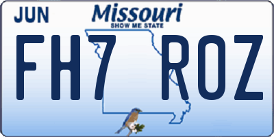 MO license plate FH7R0Z