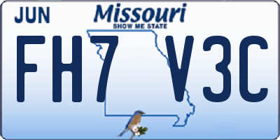 MO license plate FH7V3C