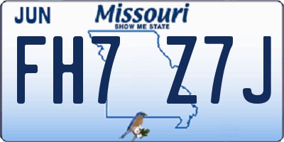 MO license plate FH7Z7J