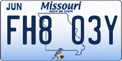 MO license plate FH8O3Y