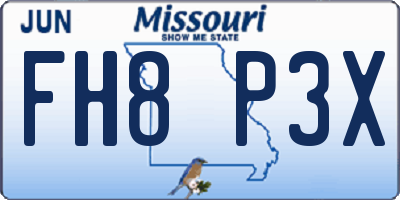 MO license plate FH8P3X