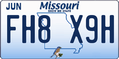 MO license plate FH8X9H