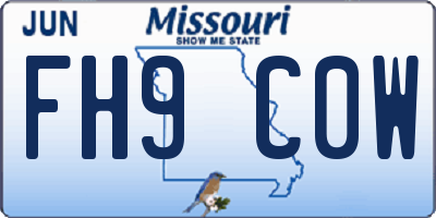 MO license plate FH9C0W