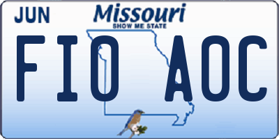 MO license plate FI0A0C