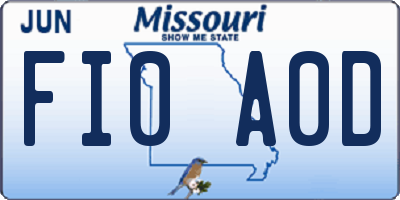 MO license plate FI0A0D