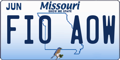 MO license plate FI0A0W