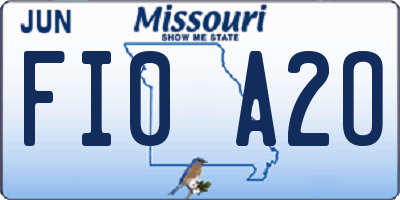 MO license plate FI0A2O