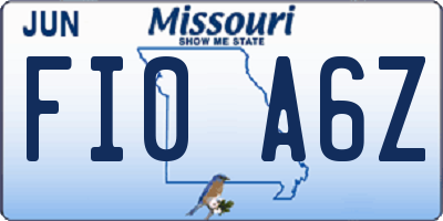 MO license plate FI0A6Z