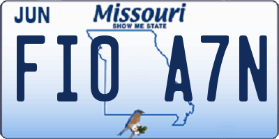 MO license plate FI0A7N